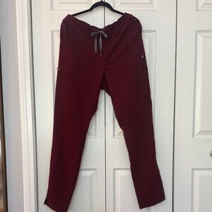 Figs Burgundy Straight Leg Pants Women's Large Tall